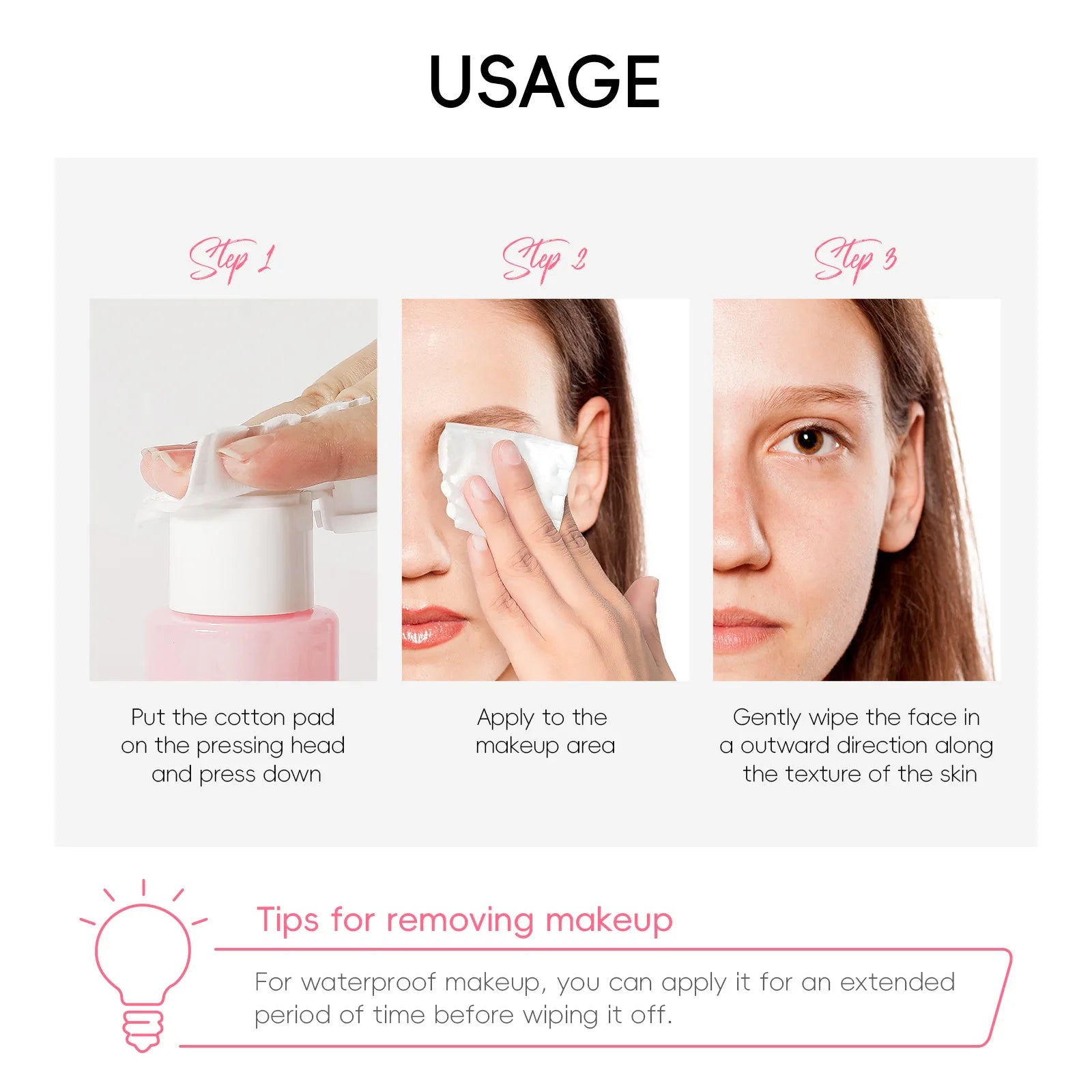 LAIKOU Portable Makeup Remover lashes Cleansing Liquid Water Lip Eye Gentle Care Make-Up Travel Skin Remover Face Skincare 100ml