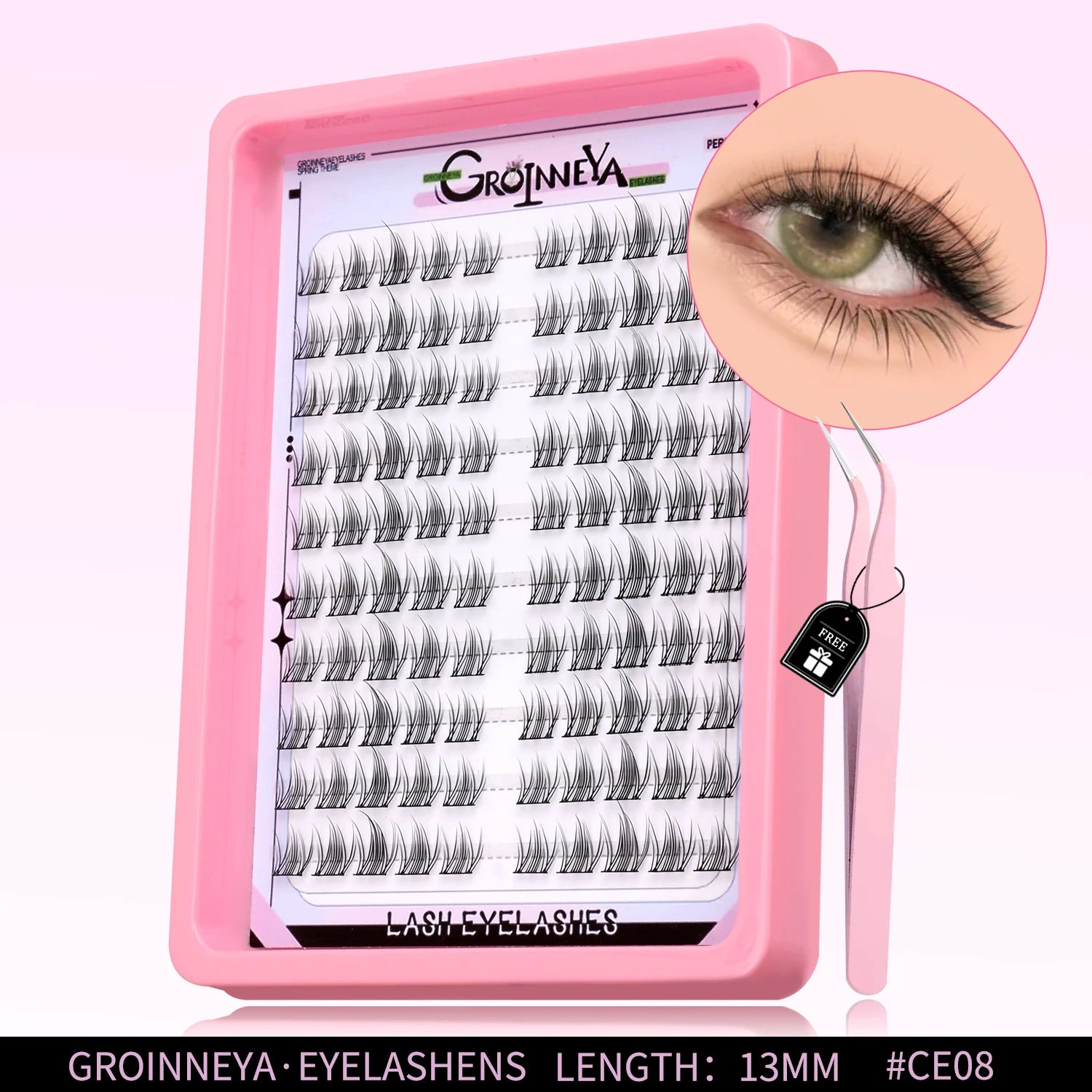 GROINNEYA Natural Cluster Lashes Manga Lashes Soft Cross Wispy Individual Cluster Eyelashes Extension Makeup