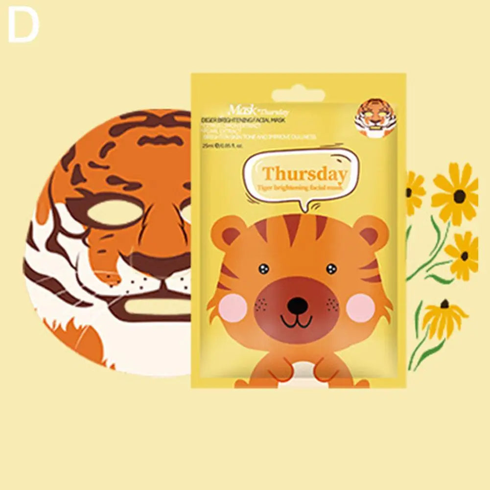 1/7pcs Cartoon Facial Mask Deep Hydrating Sheet Mask Moisturizing Tender Skin Mask Dog Panda Pig Animal Pattern Skin Care