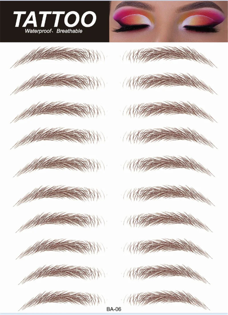 4D Hair Like Eyebrows Makeup Waterproof Eyebrow Tattoo Sticker Long Lasting Natural Fake Eyebrow Stickers Cosmetics 10 pairs 1PC