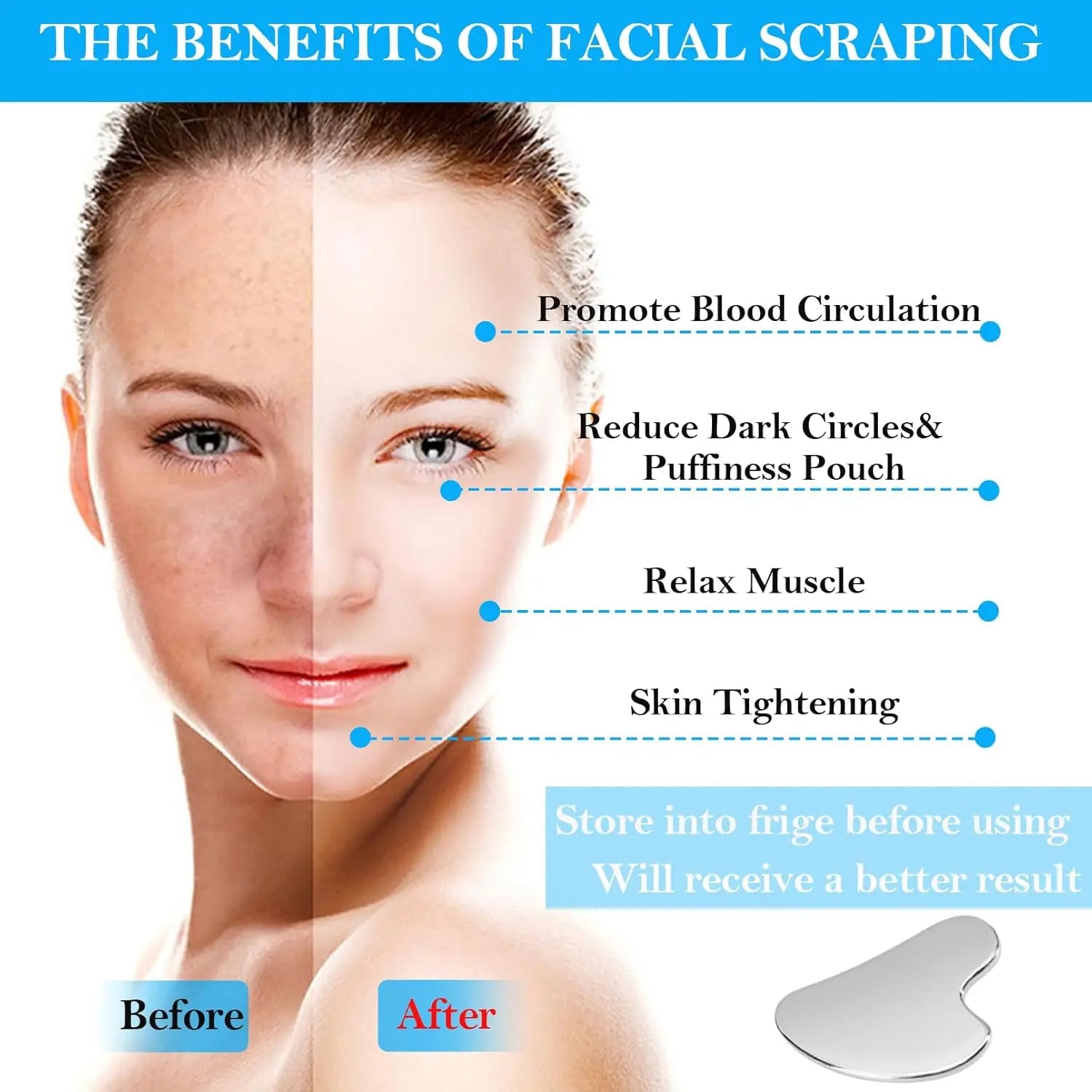 Stainless Steel Gua Sha Scraping Massage Roller - Facial & Body Beauty Tool for Skin Care, Lymphatic Drainage, Anti-Aging - BlissFully