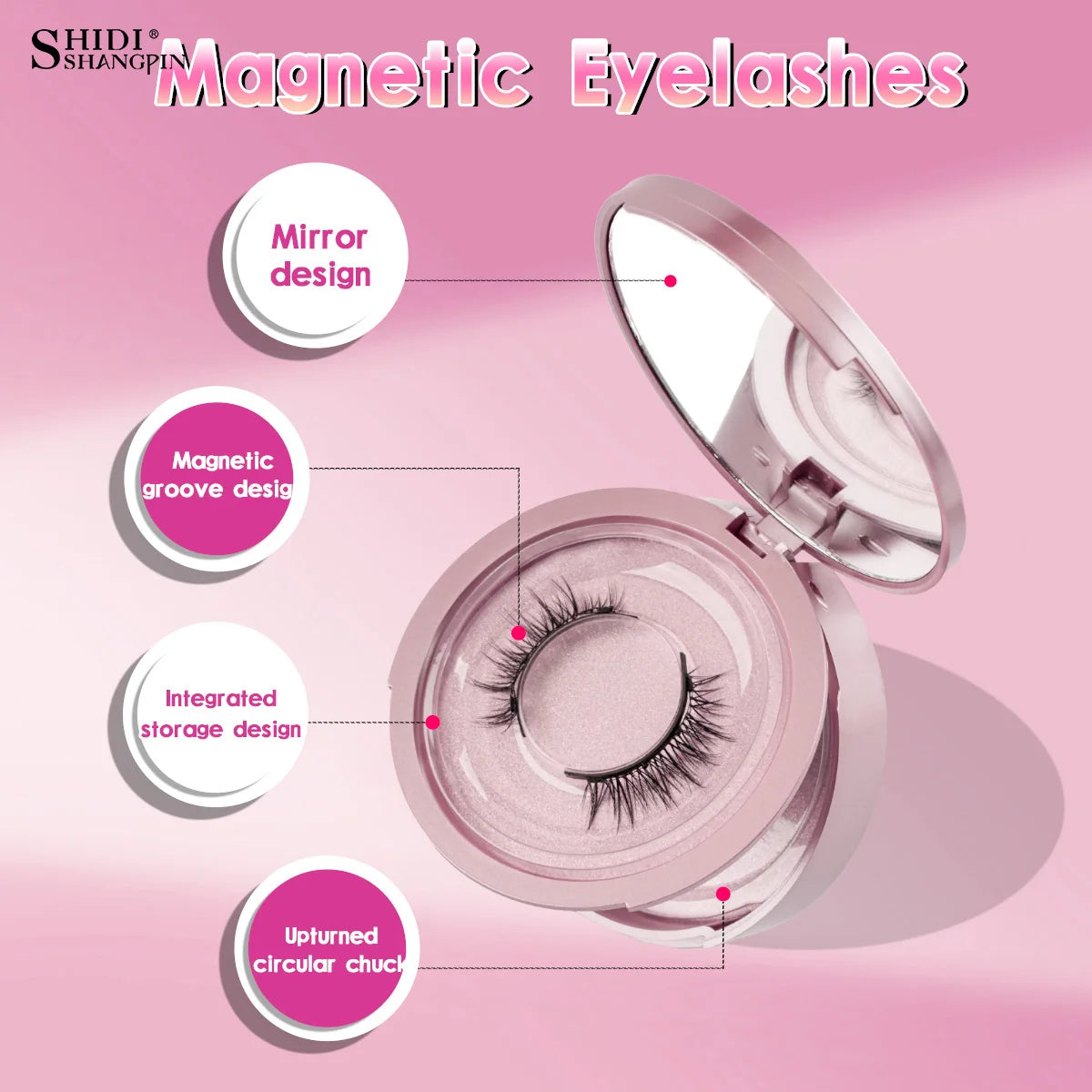 2 Pairs Magnetic Eyelash Natural Look Fluffy False Eyelashes Reusable Magnetic Eyelash Set with Applicator No Glue Need Makeup