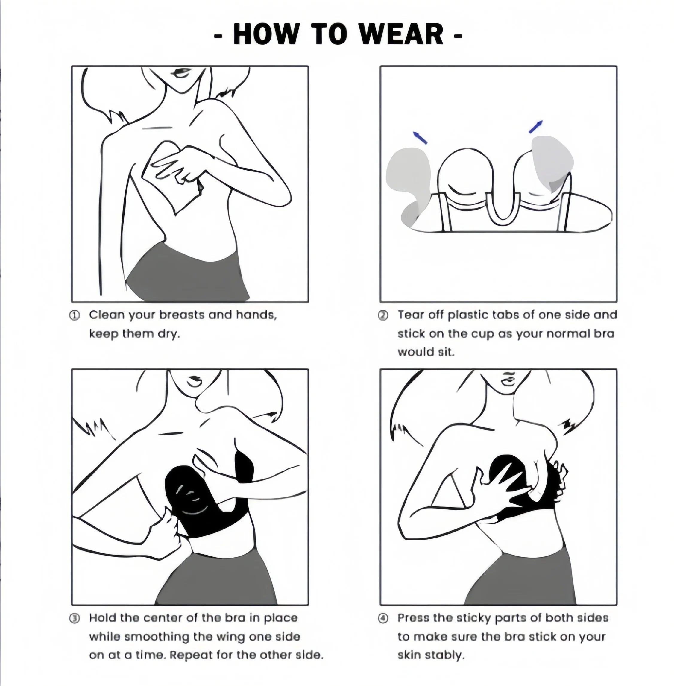 Breast patches for women's wedding dresses, deep V-dresses, gathered together, with anti sagging support