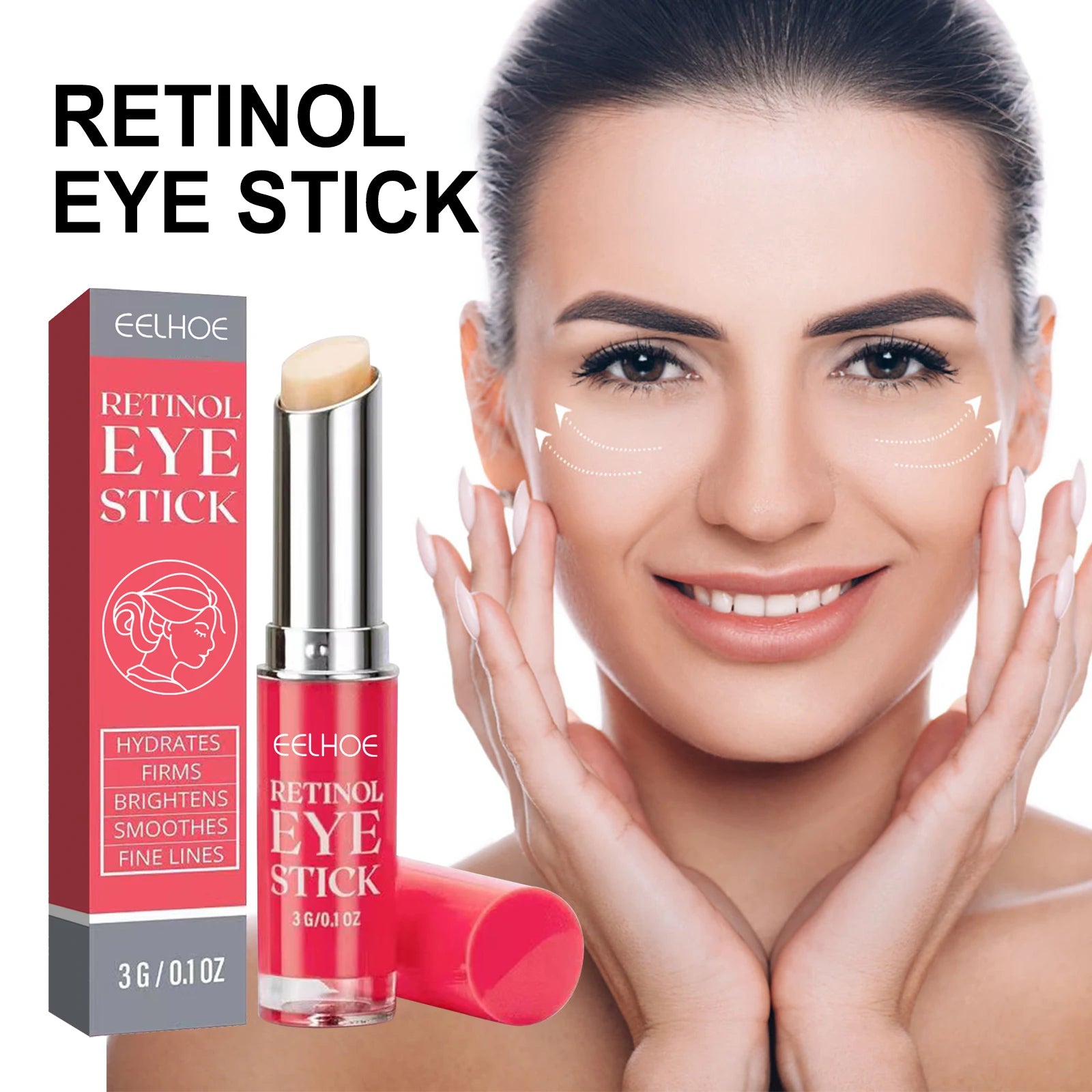 Retinol Eye Cream Stick Lightening Dark Circles Anti-Puffiness Smooth Brightening Moisturizing Firming Under Eye Treatment Care