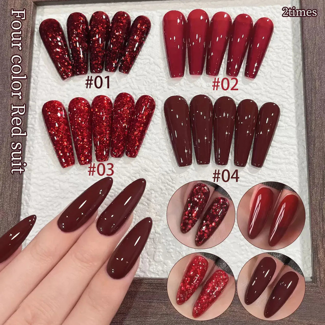 12ML 1-21PCS Winter And Autumn Whitening Red Glass Bead Cat Eye Magnet Gel Nail Polish Christmas Nails Nail Set Nail Art