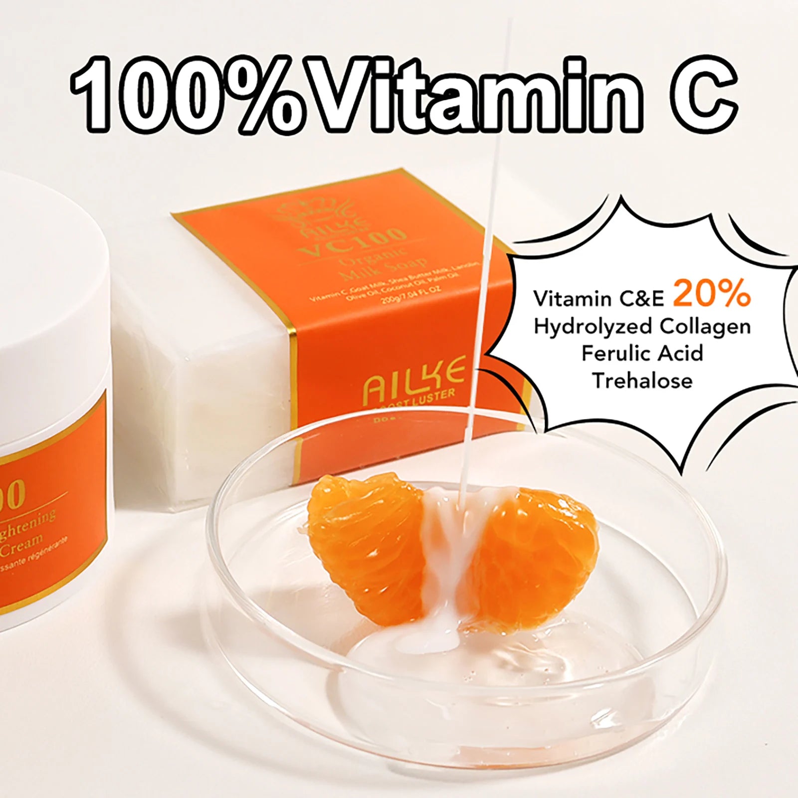 AILKE Vitamin C Whitening Kit For Women, Even Skin Tone, Clean Skin, Moisturizing, Anti Wrinkles, Skin Glowing Beauty Set