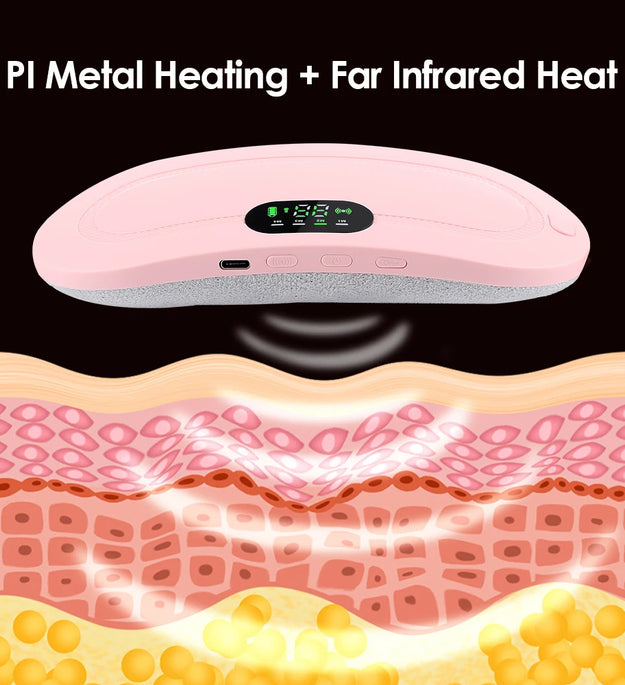 Electric Period Cramp Massager Vibrating Heating Belt for Menstrual Waist Stomach Abdominal Warm Palace Belt