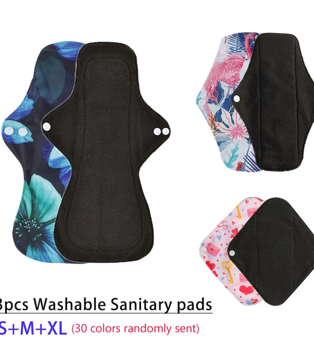 S+M+XL Reusable Menstrual Pads Bamboo-Charcoal Absorbency Panty Liner Women Period Panties Cloth Pad Washable Sanitary Napkins