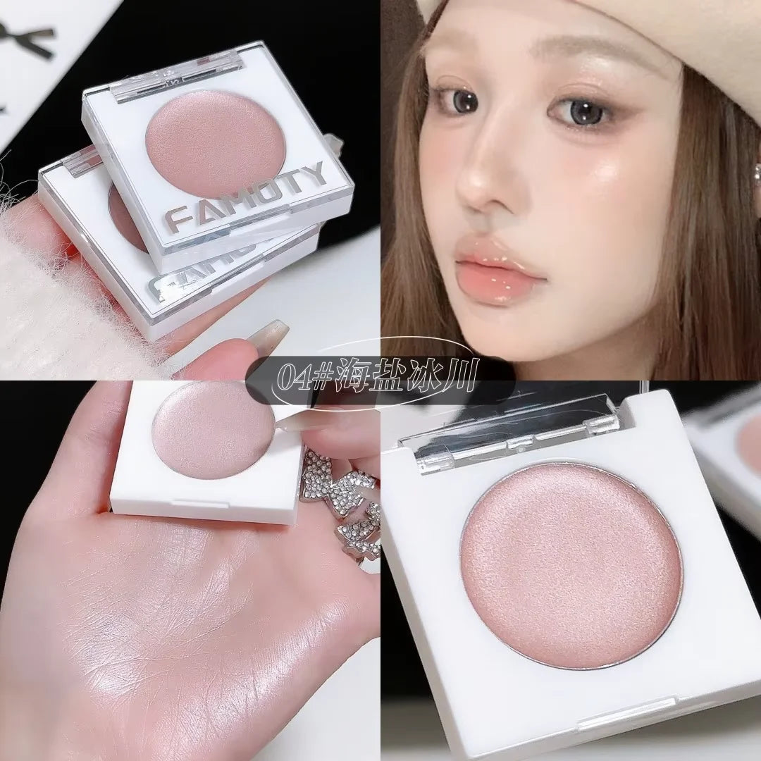 FAMOTY Multi-Use Cream Highlighter Balm – Pearlescent Shimmer Glow Stick for Face & Eyes. Dewy, Wet-Look Finish. (White/Pink
