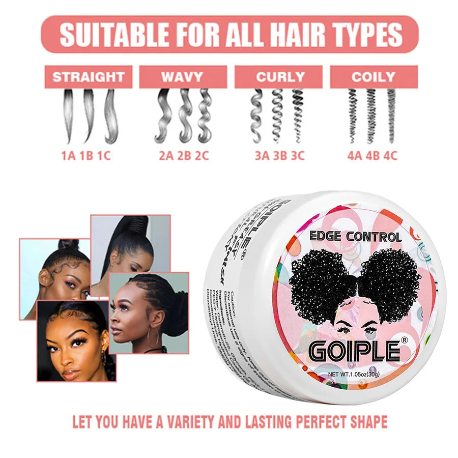 GOIPLE 3 Fruity Flavours 30g Edge Control Gel Set Fixing Broken Hair Smooth Anti-Frizz Strong Hold Styling Edge Controls Wax