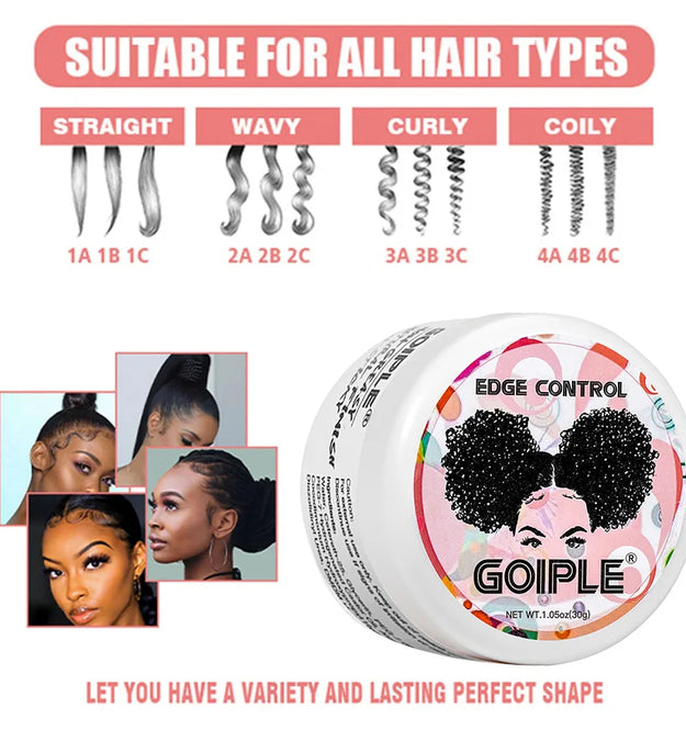 GOIPLE 3 Fruity Flavours 30g Edge Control Gel Set Fixing Broken Hair Smooth Anti-Frizz Strong Hold Styling Edge Controls Wax