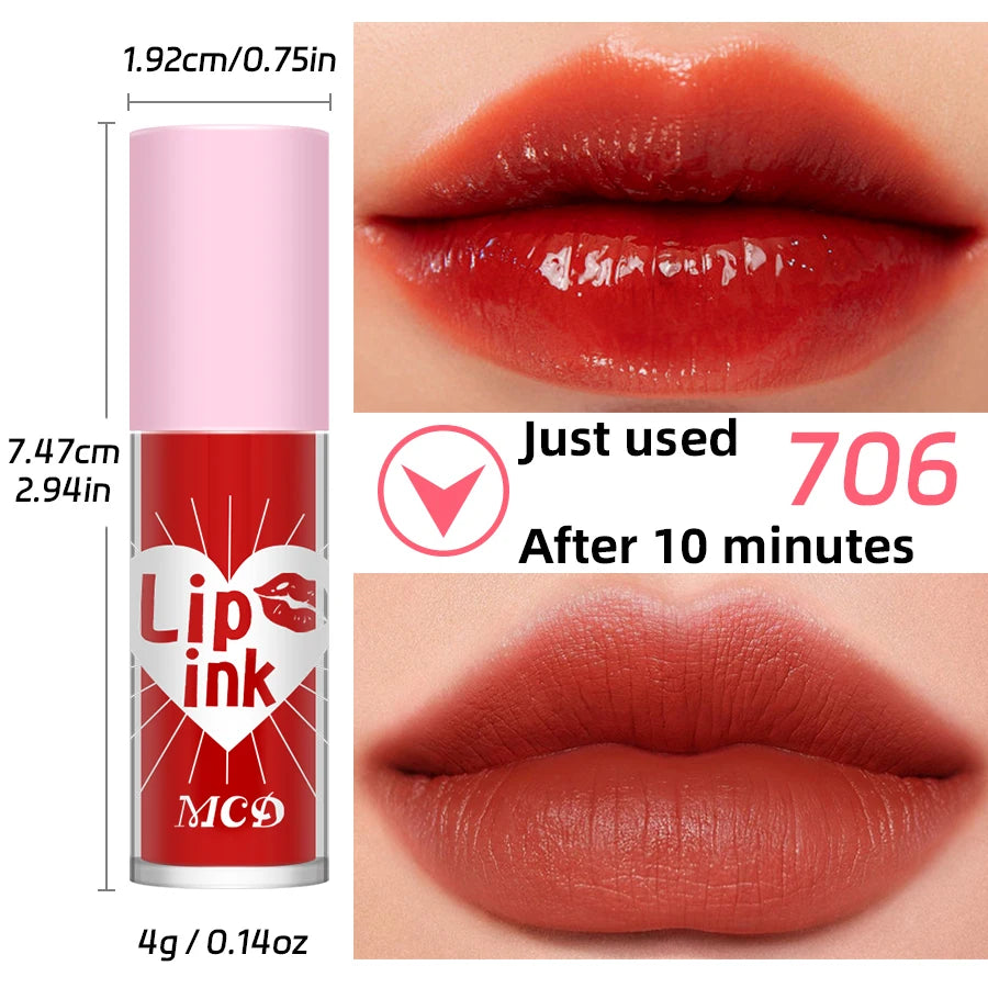 Waterproof Matte Lip tint Long-lasting Lip Glaze Sexy Plump Lip Glow Oil Velvet Lip Gloss Stain Makeup Full Color Lip Cosmetic