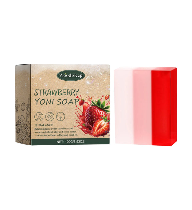 Natural Strawberry Scented Soap - Gentle Deep Cleansing and Moisturizing for Women's Skin, Delicate Body Bath Soap
