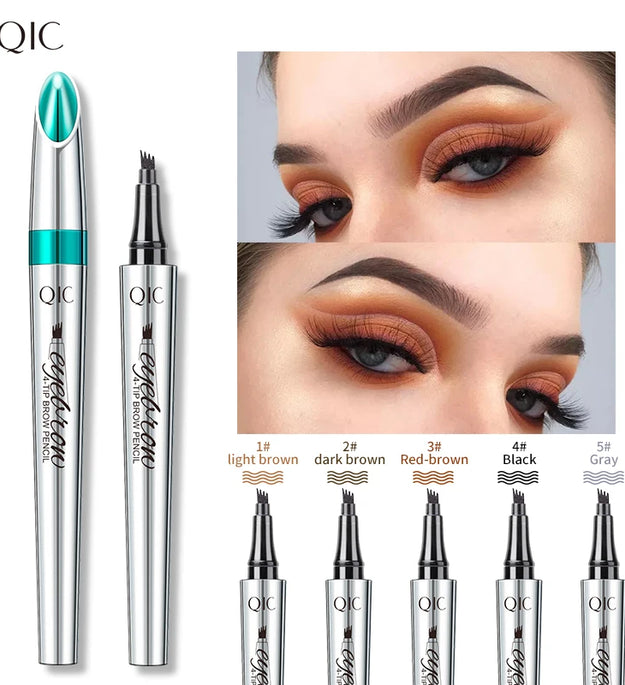 4 Points Eyebrow Pen 5 Colors Liquid Brow Pencil Dark Brown Microblading Eyebrow Pencil Waterproof Eyebrow Tattoo Pen Cosmetics