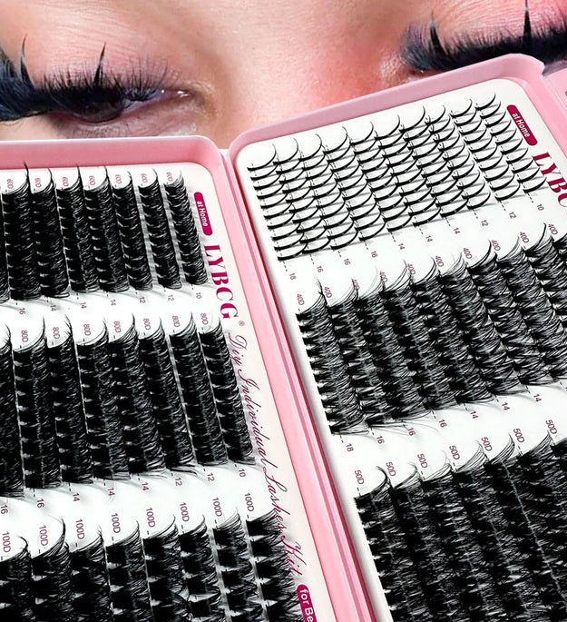 Spikes Lash Individuals Volume Eyelash Clusters D-Curly Lash Clusters Kit 10-20MM DIY Eyelash Extensions,6 Styles Lash Clusters