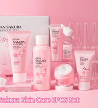 6pcs/Set Sakura Skin Care Sets Face Cream Serum Toner Facial Cleanser Sunscreen Eye Cream Face Skin Care Set Product Gift box - BlissFully