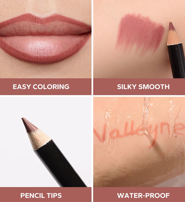 4pcs/Set lip liner set and eyeliner set Nude Brown Collection Long-lasting Matte Waterproof Lipstick Set Women'S Lip Cosmetics
