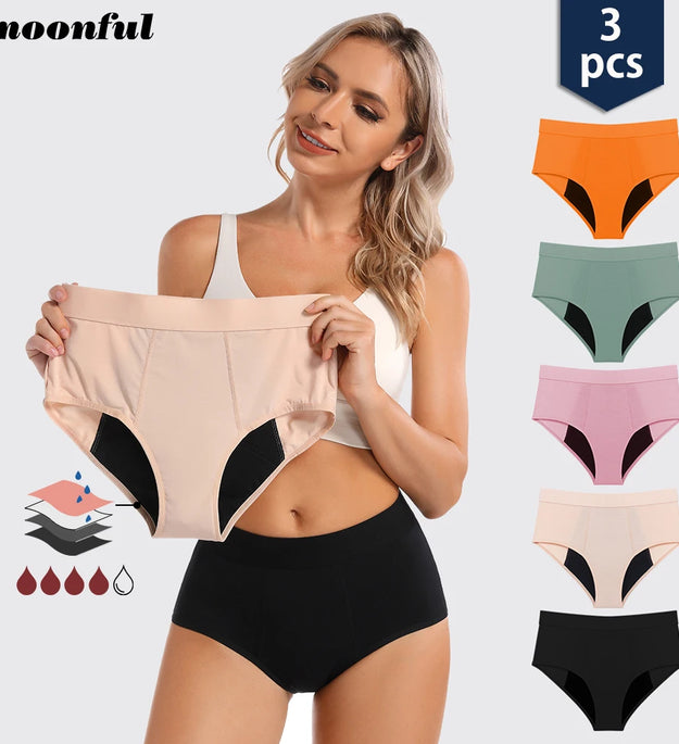 3PCS/Lot Menstrual Panties Woman Very Abundant Flow Menstruation Underwear High Waist Leak Proof Period Panties for Girls Set