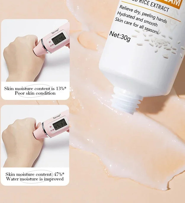 Rice Hand Cream Volumizing Rejuvenating Nourishing Moisturizing Refreshing Non-Greasy Hand Care Cream 30g