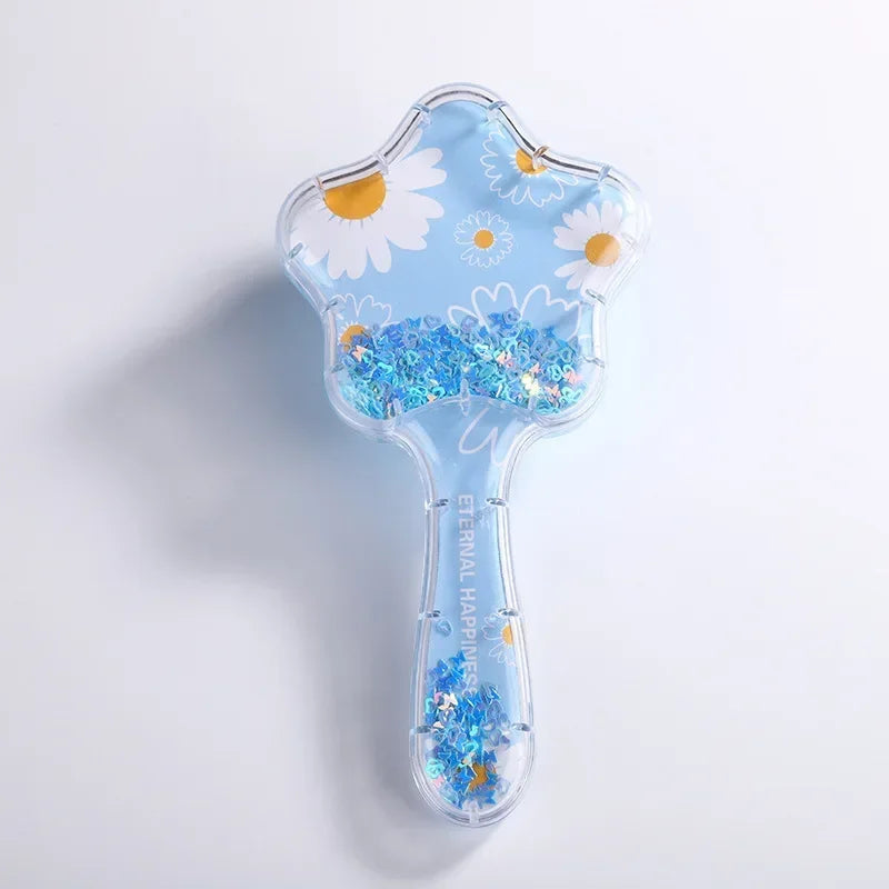 New Cartoon Air Cushion Massage Comb Star Shape Sequins Quicksand Anti-knot Combs for Baby Kids Comb for Curly Hair