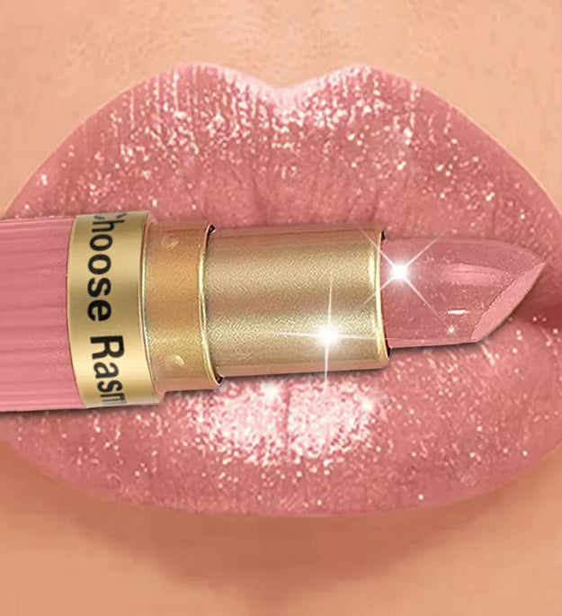 Pearlescent Pink Glitter Velvet Lipstick Metallic Waterproof Long Lasting Matte Shimmer Diamond Lipstick Women Makeup Cosmetic