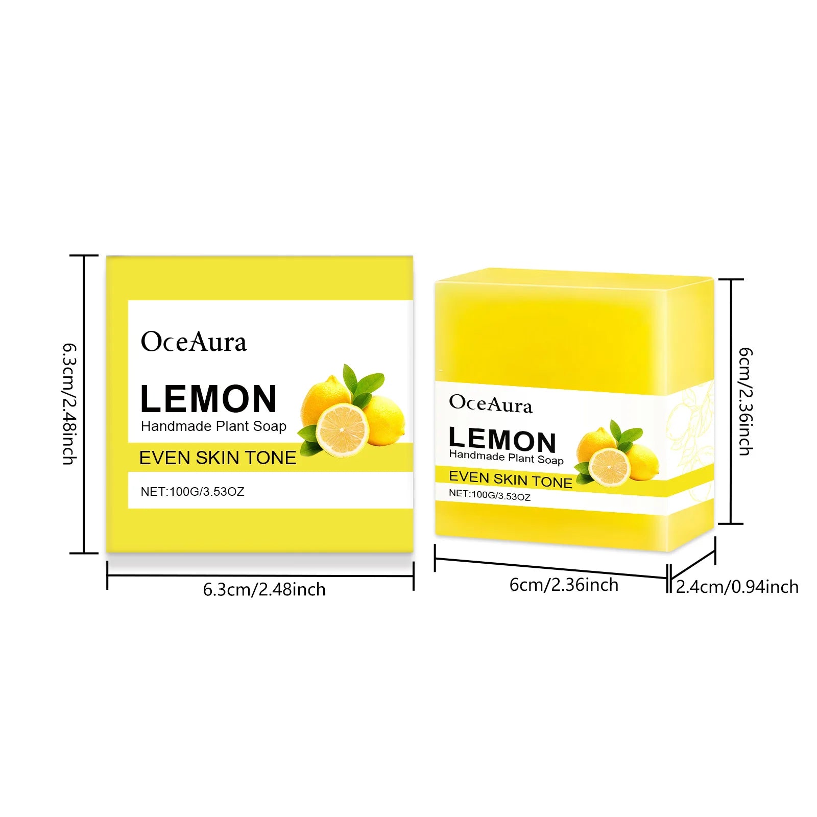 OCEAURA Luxury Lemon Handmade Essential Oil Soap Bar - Gentle Skin Cleansing Moisturizing & Brightening 3.35 OZ