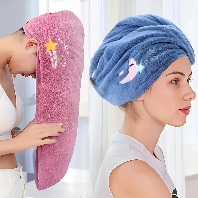 1pc Quickly Dry Hair Hat Super Absorbent Soft Bathroom Women Head Towels Girls Cute Hair Towel Hair Dry Wrap Bonnets - BlissFully