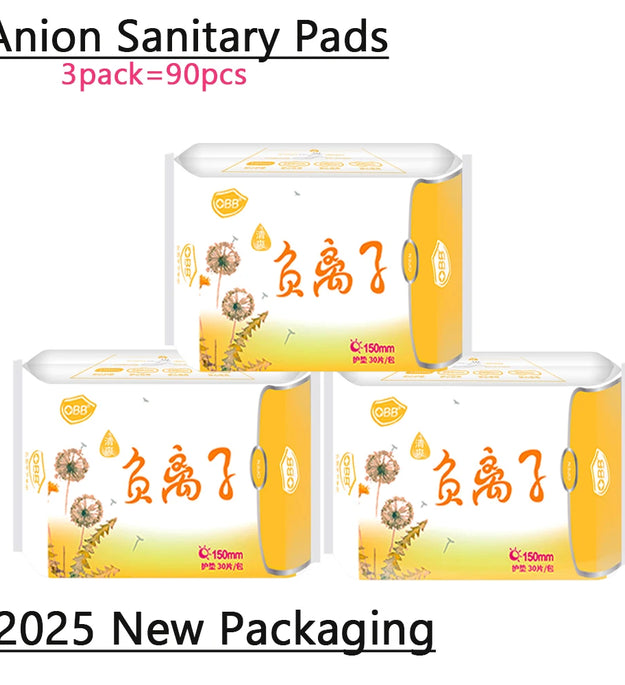 90Pcs/3Pack Anion Sanitary Pads Kill Bacteria Panty Liner Anti Inflammation Remove Yeast Infection Menstrual Pad Anion Sanitary