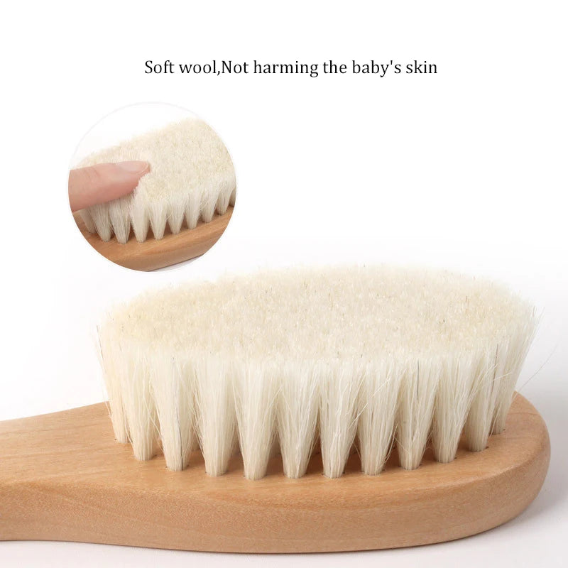 1/2 Pieces of Baby Natural Wool Wood Brush Comb Set Newborn Comb Head Massager Shower Brush Comb Baby Shower Gift