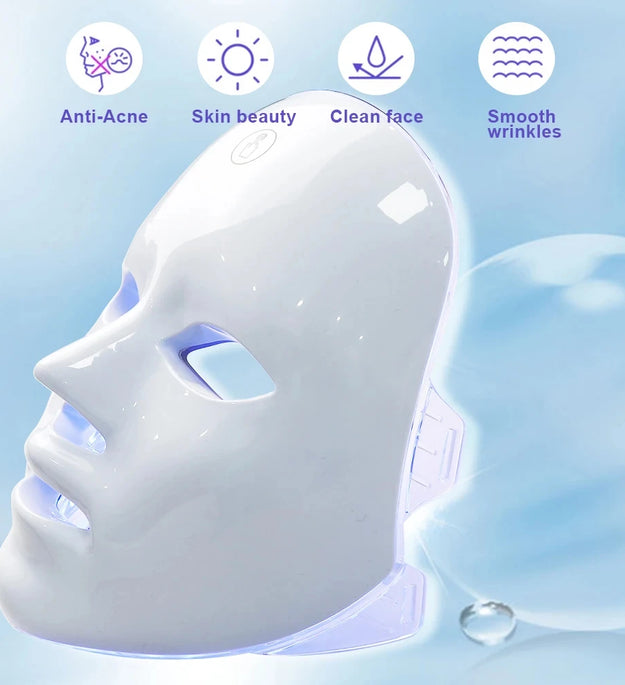 7 Colors LED Facial Mask Photon Therapy Face Skin Care Mask Anti Acne Therapy Skin Rejuvenation Wrinkle Removal Face Beauty Mask