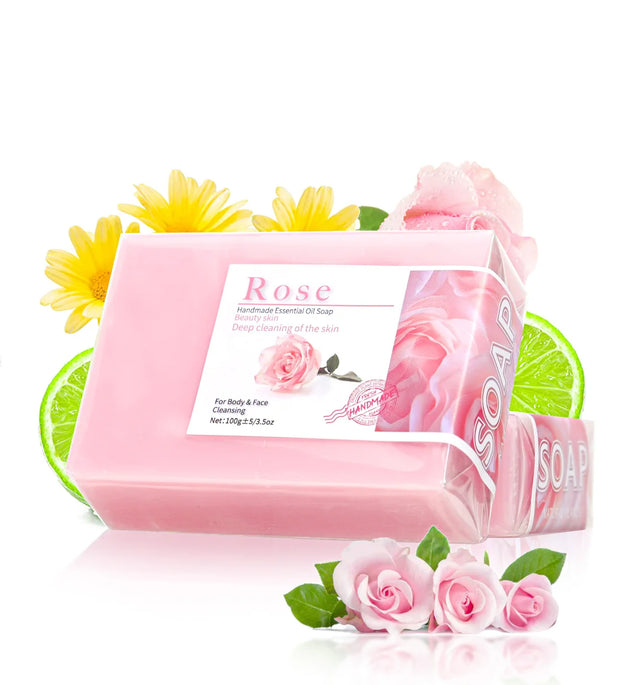 100g Hot Selling Products Rose Oil Handmade Glycerin Soap Bar Body Face Soap Deep Cleans Whitening Soap with Lavender