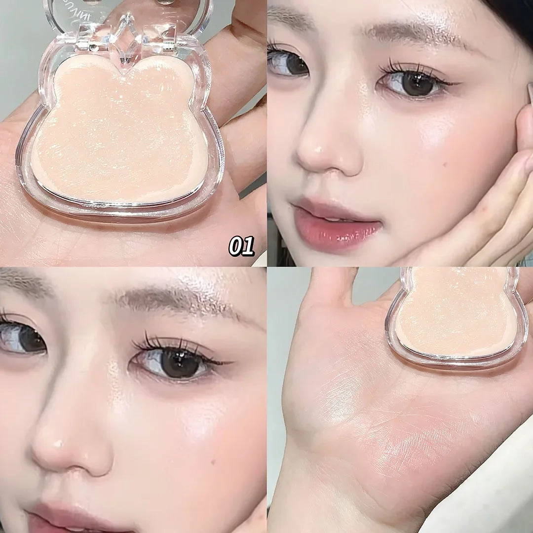 Wet and Bright Highlighter Plate Natural Water Light Clear Contour Shading Brightening Face Cute Rabbit Blusher Cream Make Up