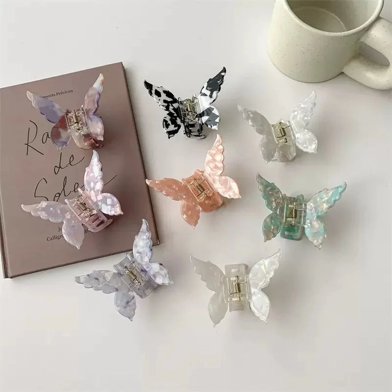 Super Fairy Three-Dimensional Butterfly Half-Tied Hair Back Of The Head Acetate Clip Hair Accessories For Women - BlissFully