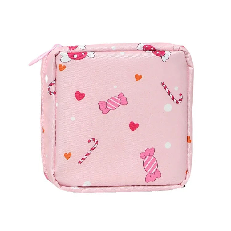Women Sanitary Napkin Tampon Storage Bag Cute Sanitary Pad Pouches Portable Makeup Lipstick Key Earphone Data Cables Organizer
