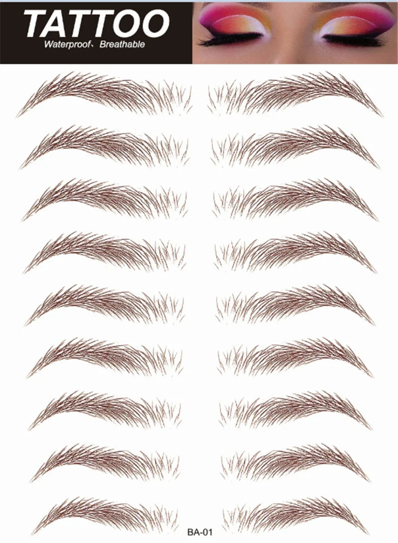 4D Hair Like Eyebrows Makeup Waterproof Eyebrow Tattoo Sticker Long Lasting Natural Fake Eyebrow Stickers Cosmetics 10 pairs 1PC