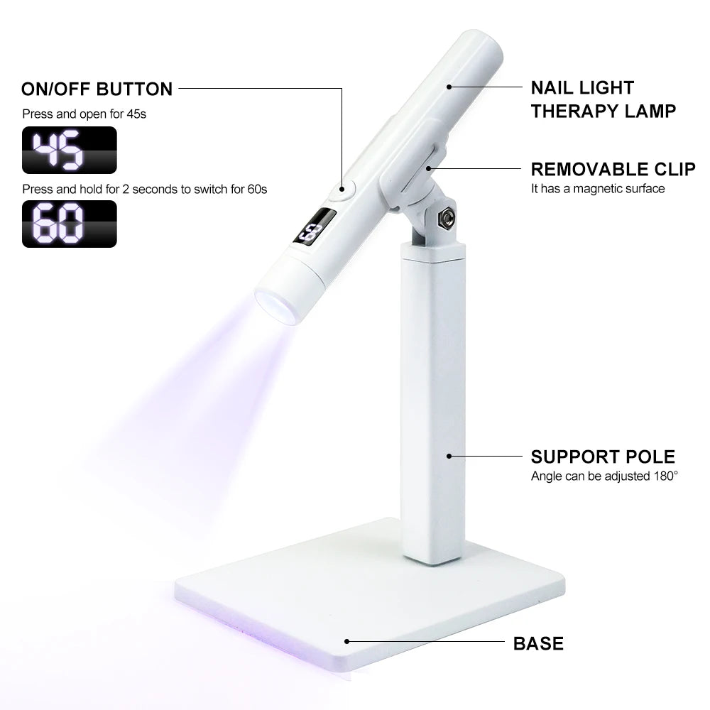 Portable Nail UV LED Lamp And LED Light Support Base Rechargeable for Nails Gel Polish Drying UV Lamp for Nails Art Desk Stand