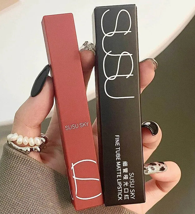 TX010 Thin Tube Matte Lipstick Waterproof Sweatproof Long-Lasting Makeup Resistant Dual Use on Lips And Cheeks