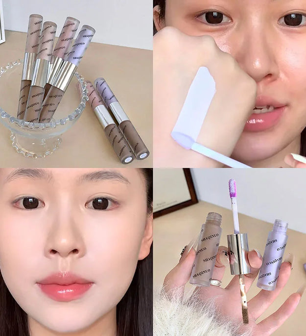 Double-head Nose Shading Contouring Brighten Stick Liquid Natural Waterproofing Grayish-brown Tone Face Contour Brighten Makeup