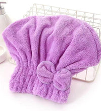 1Pc Microfiber Hair Drying Towels Head Wrap with Bow-Knot Shower Cap Hair Turban HairWrap Bath Cap for Curly Long Wet Hair Gift - BlissFully