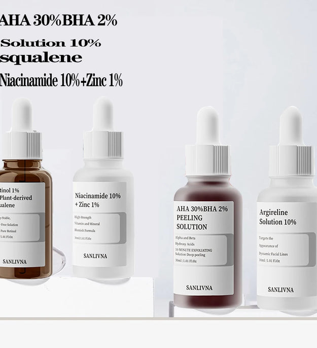 AHA 30%+BHA 2% Exfoliating Face Salicylic Acid Serum 10% Niacinamide + 1% Zinc, 10% Hexapeptide Serum Moisturizing Face Skincare - BlissFully