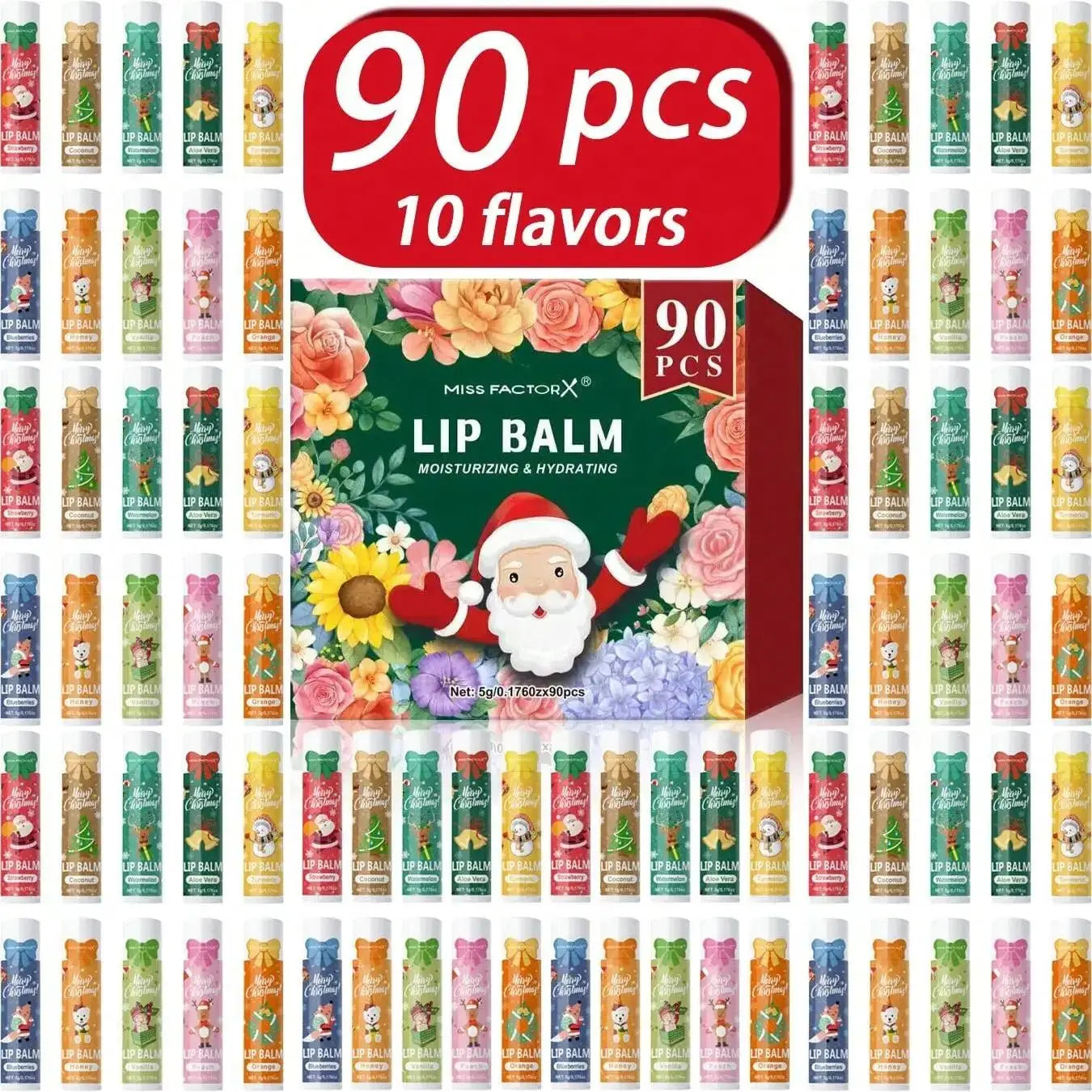 90 pieces/box 10 scented lipstick set Christmas set Moisturizing lips deep moisturizing Christmas gift