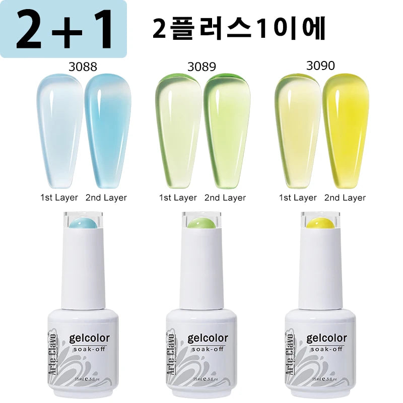 Arte Clavo 3pcs Summer Colorful Jelly Gel Nail Polish Translucent Semi Permanent Varnish UV LED For Nail Art Manicure Gel