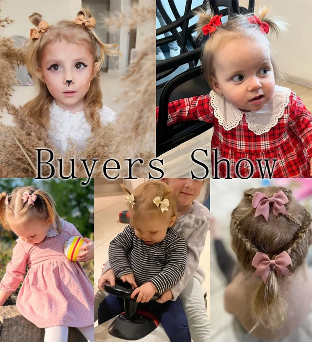 10Pcs/Set New Cute Solid Ribbon Bowknot Hair Clips for Baby Girls Handmade Bows Hairpin Barrettes Headwear Kids Hair Accessories - BlissFully