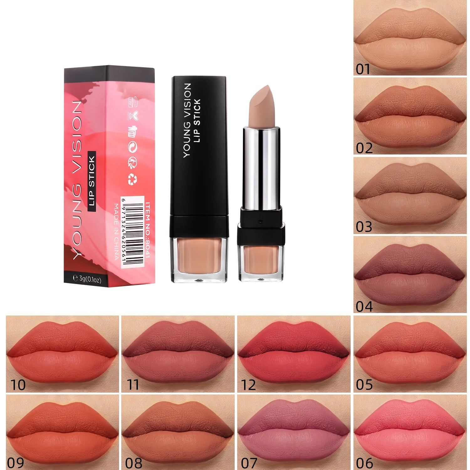 6-Color Matte Lipstick , Non-Fading, Non-Stick Cup Long-Lasting Velvet Finish, Smooth Matte Lip Color Waterproof Smudge-proof