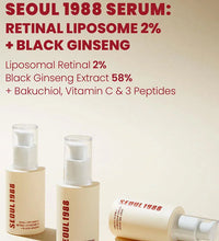 Seoul 1988 Anti-Aging Trio: 4% Retinal Eye Cream + 2% Retinal Serum w/ Black Ginseng for Wrinkles & Brightening,Korean Skincare - BlissFully