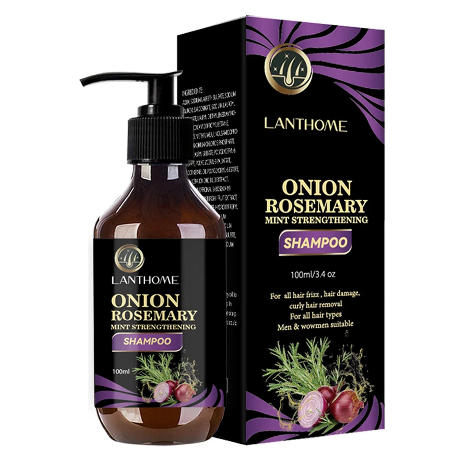 100ML Hair Shampoo For Fast Hair Growth Rosemary Onion Shampoo 30ML Spray Anti Hair Loss Effective Within 7 Day Hair Growth - BlissFully