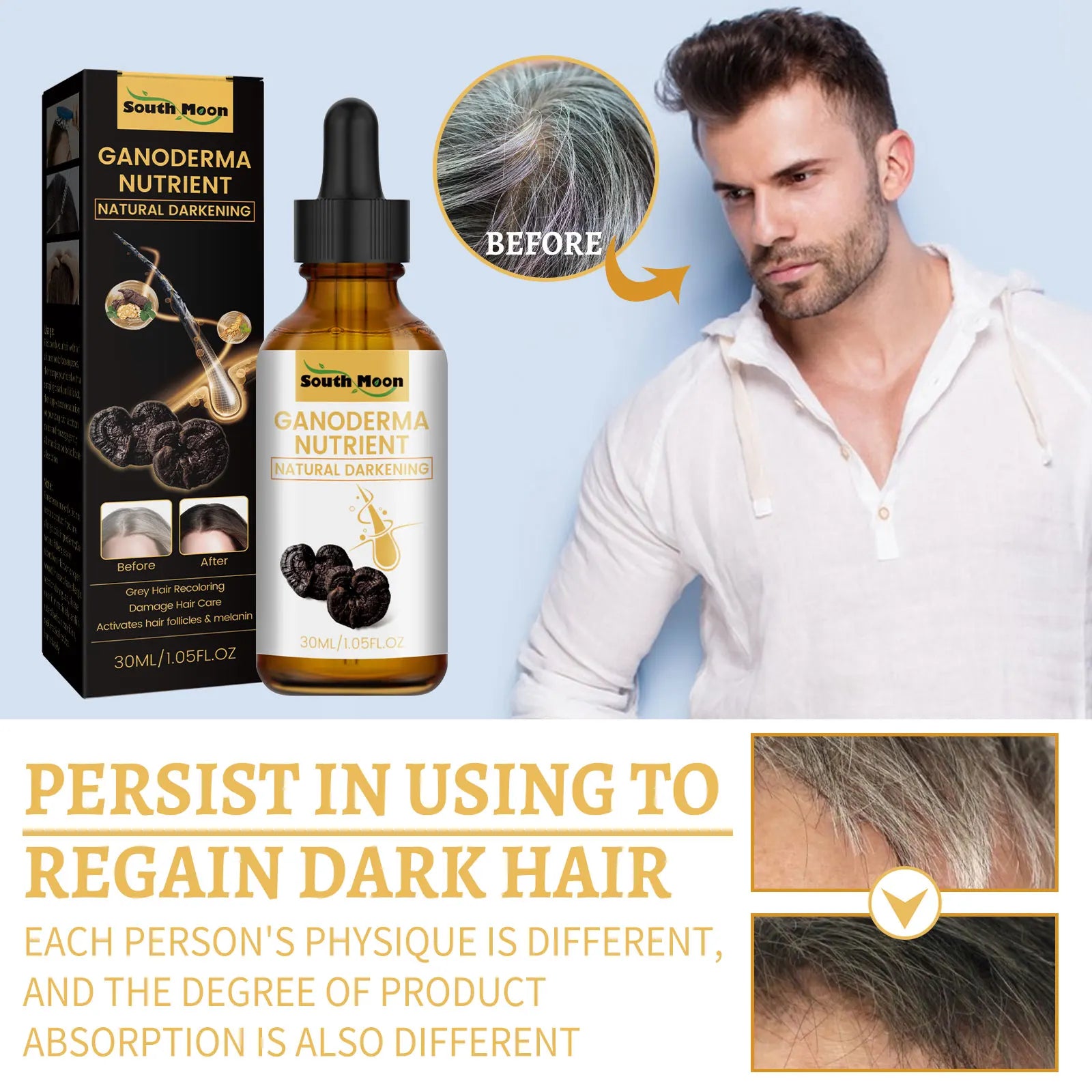 Black Ganoderma Lucidum Hair Liquid Clean Scalp Dirt Prevent Hair Loss Strengthen Hair Roots Nourish Hair Follicles Care Essence