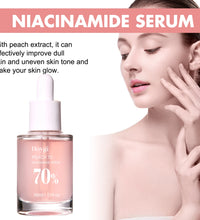 Peach 70% Niacinamide Facial Serum Fade Melanin Moisturzing Shrink Pores Smooth Brightening Skin Care Dark Spot Remover Serum - BlissFully