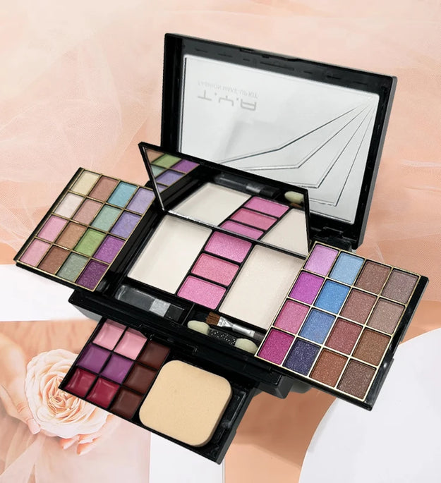 TYA Makeup set 46 colors Pearl eye shadow Powder puff Powder blusher Lip gloss set combination T6145