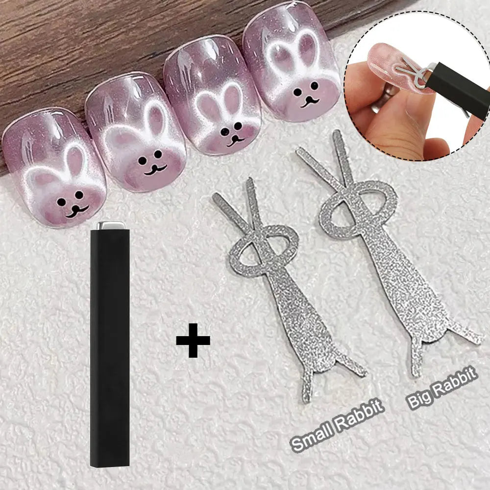 3pcs Pink Cat Eye Gel Nail Polish & Magnet Tools Set 1ja(0.34oz ) Magnetic Cats Eye Nail Gel UV Semi-permanent Varnish Nail Supp